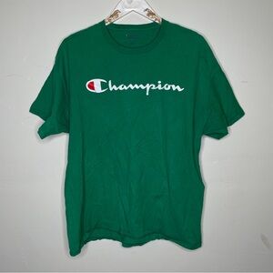 CHAMPION MENS GREEN LOGO T SHIRT SZ XL